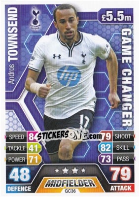Sticker Andros Townsend - English Premier League 2013-2014. Match Attax Extra n. GC36 - Topps