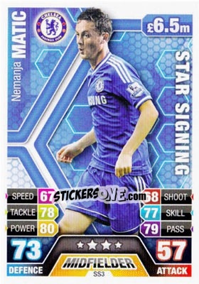 Sticker Nemanja Matic - English Premier League 2013-2014. Match Attax Extra n. SS3 - Topps