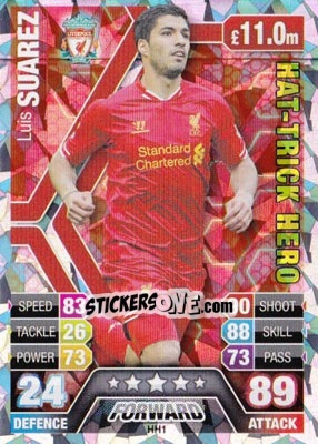 Sticker Luis Suarez - English Premier League 2013-2014. Match Attax Extra n. HH1 - Topps