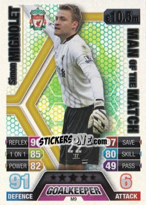 Sticker Simon Mignolet - English Premier League 2013-2014. Match Attax Extra n. M9 - Topps