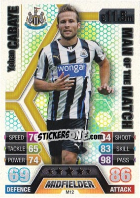 Sticker Yohan Cabaye - English Premier League 2013-2014. Match Attax Extra n. M12 - Topps
