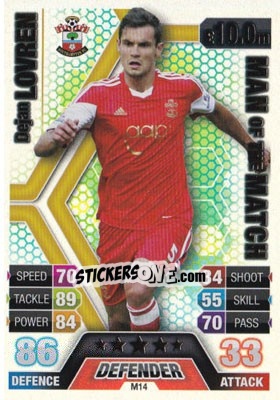 Sticker Dejan Lovren - English Premier League 2013-2014. Match Attax Extra n. M14 - Topps