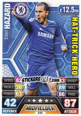 Sticker Eden Hazard - English Premier League 2013-2014. Match Attax Extra n. EX5 - Topps