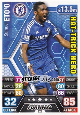 Sticker Samuel Eto'o - English Premier League 2013-2014. Match Attax Extra n. EX6 - Topps