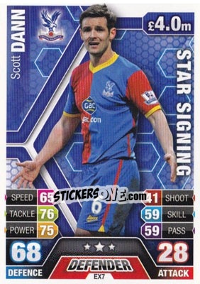 Sticker Scott Dann - English Premier League 2013-2014. Match Attax Extra - Topps