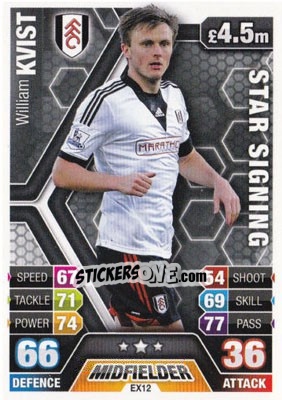 Sticker William Kvist - English Premier League 2013-2014. Match Attax Extra n. EX12 - Topps
