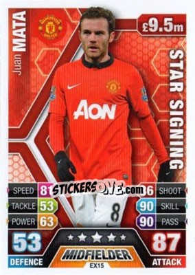 Sticker Juan Mata - English Premier League 2013-2014. Match Attax Extra n. EX15 - Topps