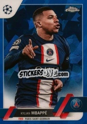 Sticker Kylian Mbappe - UEFA Club Competitions Chrome Sapphire Edition 2022-2023
 n. 100 - Topps