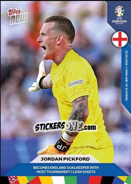 Sticker Jordan Pickford - Now UEFA Euro 2024
 n. 30 - Topps