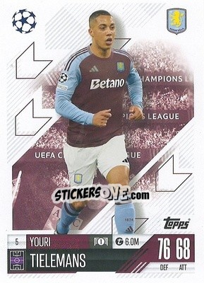 Sticker Youri Tielemans - Uefa Champions League & Europa League 2024-2025. Match Attax n. 5 - Topps