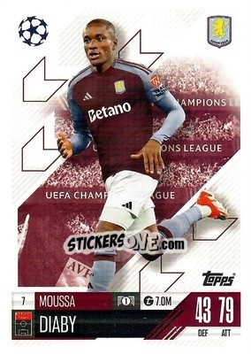 Sticker Moussa Diaby - Uefa Champions League & Europa League 2024-2025. Match Attax n. 7 - Topps