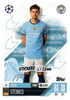 Sticker John Stones - Uefa Champions League & Europa League 2024-2025. Match Attax n. 14 - Topps