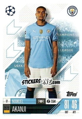 Sticker Manuel Akanji - Uefa Champions League & Europa League 2024-2025. Match Attax n. 17 - Topps