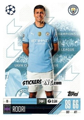 Sticker Rodri - Uefa Champions League & Europa League 2024-2025. Match Attax n. 18 - Topps