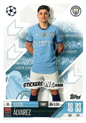 Sticker Julian Alvarez - Uefa Champions League & Europa League 2024-2025. Match Attax n. 26 - Topps