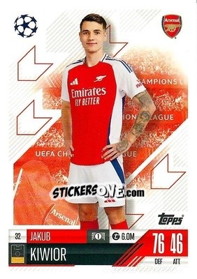 Sticker Jakub Kiwior - Uefa Champions League & Europa League 2024-2025. Match Attax n. 32 - Topps