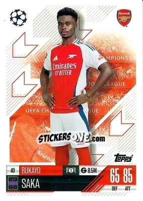 Sticker Bukayo Saka - Uefa Champions League & Europa League 2024-2025. Match Attax n. 40 - Topps