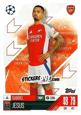 Sticker Gabriel Jesus - Uefa Champions League & Europa League 2024-2025. Match Attax n. 45 - Topps