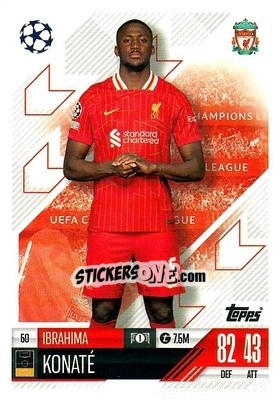 Sticker Ibrahim Konate - Uefa Champions League & Europa League 2024-2025. Match Attax n. 50 - Topps