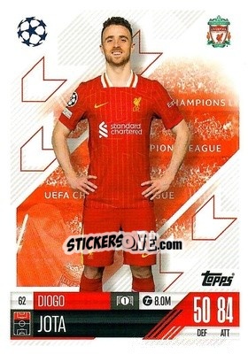 Sticker Diogo Jota - Uefa Champions League & Europa League 2024-2025. Match Attax n. 62 - Topps