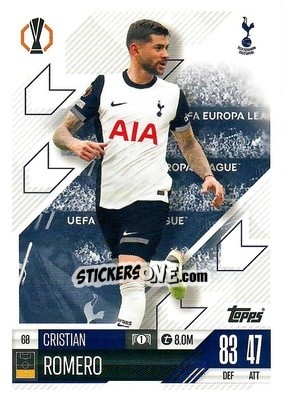 Sticker Cristian Romero - Uefa Champions League & Europa League 2024-2025. Match Attax n. 68 - Topps