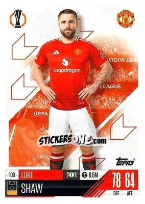 Sticker Luke Shaw - Uefa Champions League & Europa League 2024-2025. Match Attax n. 103 - Topps