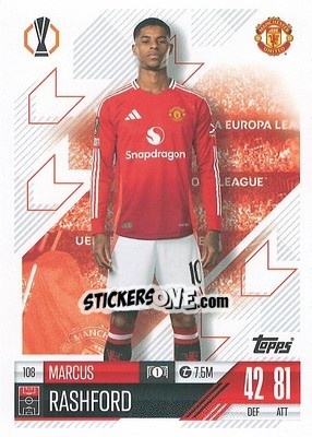 Sticker Marcus Rashford - Uefa Champions League & Europa League 2024-2025. Match Attax n. 108 - Topps