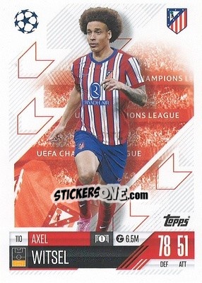 Sticker Axel Witsel - Uefa Champions League & Europa League 2024-2025. Match Attax n. 110 - Topps