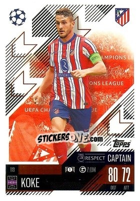 Sticker Koke - Uefa Champions League & Europa League 2024-2025. Match Attax n. 113 - Topps