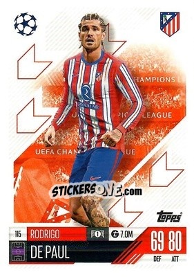 Sticker Rodrigo de Paul - Uefa Champions League & Europa League 2024-2025. Match Attax n. 115 - Topps