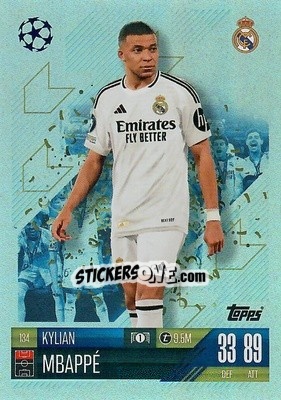 Sticker Kylian Mbappé - Uefa Champions League & Europa League 2024-2025. Match Attax n. 134 - Topps