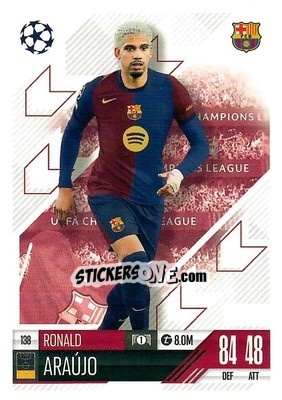 Sticker Ronald Araujo - Uefa Champions League & Europa League 2024-2025. Match Attax n. 138 - Topps
