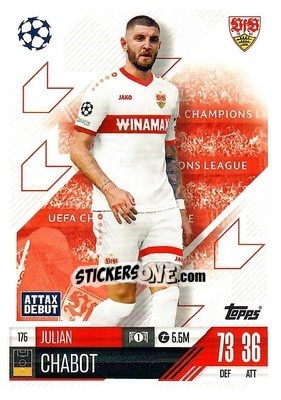 Sticker Julian Chabot - Uefa Champions League & Europa League 2024-2025. Match Attax n. 175 - Topps
