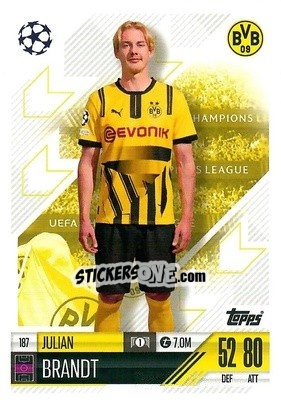 Sticker Julian Brandt - Uefa Champions League & Europa League 2024-2025. Match Attax n. 187 - Topps