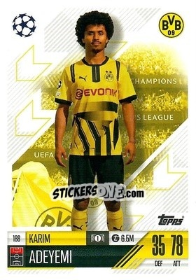 Sticker Karim Adeyemi - Uefa Champions League & Europa League 2024-2025. Match Attax n. 188 - Topps