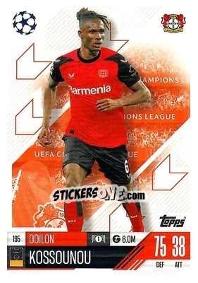 Sticker Odilon Kossounou - Uefa Champions League & Europa League 2024-2025. Match Attax n. 195 - Topps