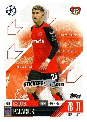 Sticker Exequiel Palacios - Uefa Champions League & Europa League 2024-2025. Match Attax n. 200 - Topps