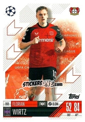 Sticker Florian Wirtz - Uefa Champions League & Europa League 2024-2025. Match Attax n. 202 - Topps