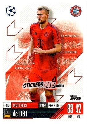Sticker Matthijs de Ligt - Uefa Champions League & Europa League 2024-2025. Match Attax n. 210 - Topps