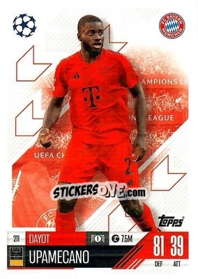 Sticker Dayot Upamecano - Uefa Champions League & Europa League 2024-2025. Match Attax n. 211 - Topps