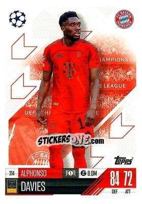 Sticker Alphonso Davies - Uefa Champions League & Europa League 2024-2025. Match Attax n. 214 - Topps