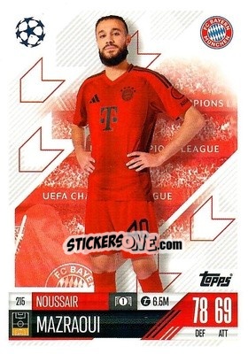 Sticker Noussair Mazraoui - Uefa Champions League & Europa League 2024-2025. Match Attax n. 215 - Topps
