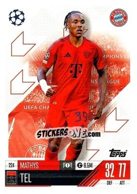 Sticker Mathys Tel - Uefa Champions League & Europa League 2024-2025. Match Attax n. 224 - Topps