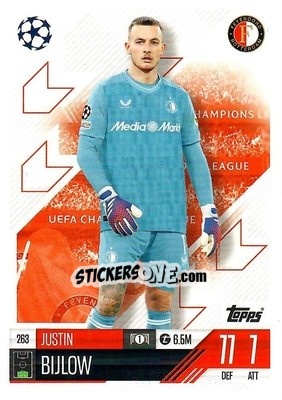 Sticker Justin Bijlow - Uefa Champions League & Europa League 2024-2025. Match Attax n. 263 - Topps