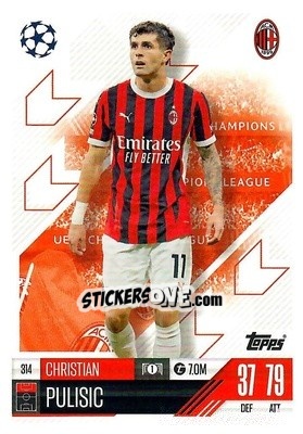 Sticker Christian Pulisic - Uefa Champions League & Europa League 2024-2025. Match Attax n. 314 - Topps