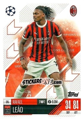 Sticker Rafael Leão - Uefa Champions League & Europa League 2024-2025. Match Attax n. 315 - Topps