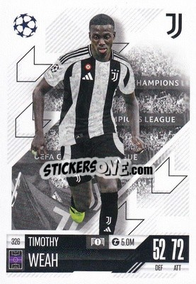 Sticker Timothy Weah - Uefa Champions League & Europa League 2024-2025. Match Attax n. 326 - Topps