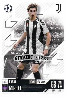 Sticker Fabio Miretti - Uefa Champions League & Europa League 2024-2025. Match Attax n. 327 - Topps