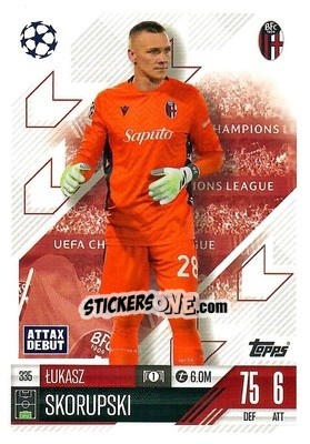 Sticker Łukasz Skorupski - Uefa Champions League & Europa League 2024-2025. Match Attax n. 335 - Topps