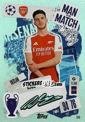 Sticker Declan Rice - Uefa Champions League & Europa League 2024-2025. Match Attax n. 398 - Topps